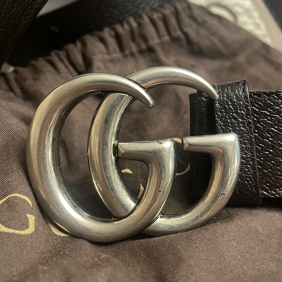 Leather belt with Double G Buckle - Picture 6 of 10